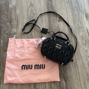 Miu Miu Black Quilted look a likeLogo-Plaque Matelassé Mini Bag